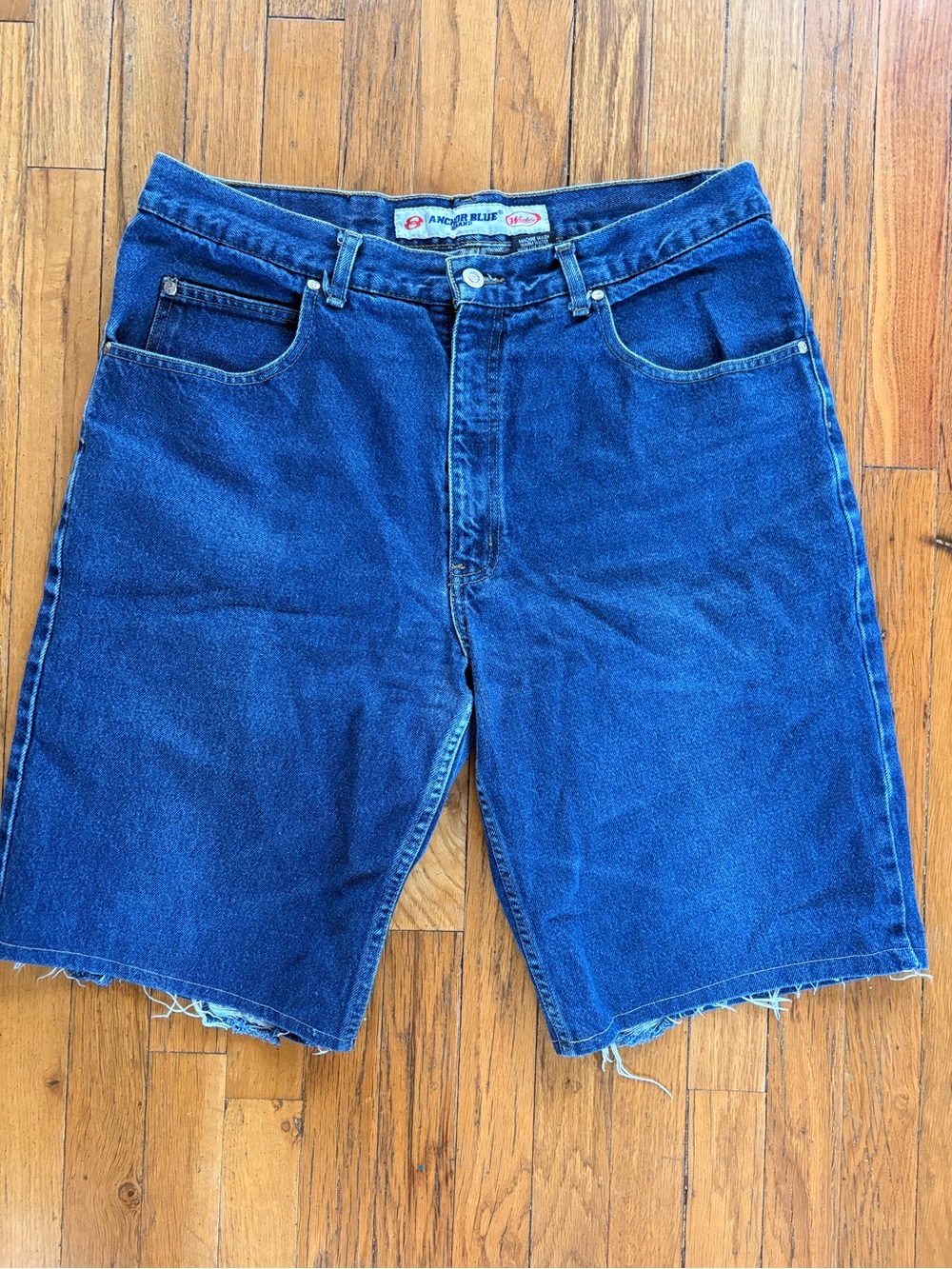 Vintage Men's Dark Blue Denim Cut-Off Shorts